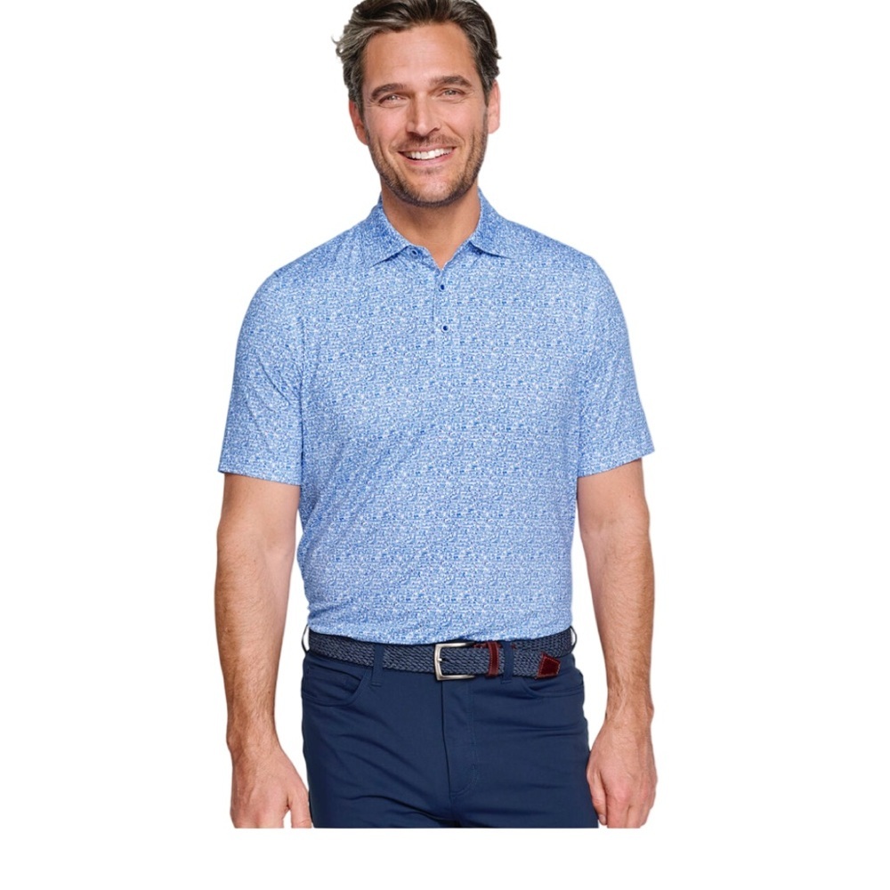 Johnston & Murphy XC4 Performance Nautical Boat Print Golf Polo NWT Size M